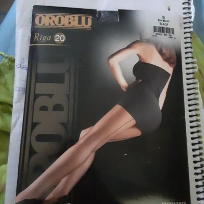 Oroblu Riga 20 Black Seamed Tights/ Pantyhose Sheer Size Small Open Package.